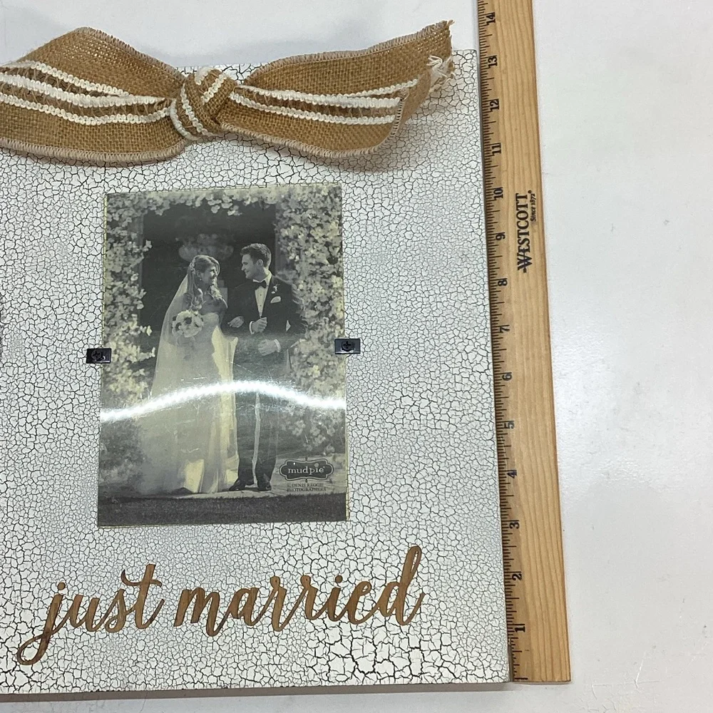 Mud Pie Rustic White and Beige “Just Married” Frame